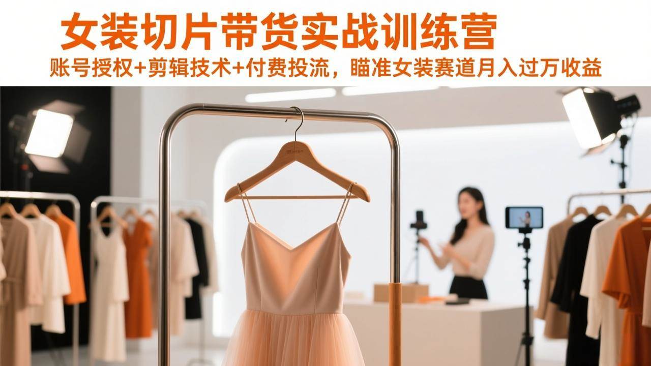 （17357期）女装切片带货实战训练营，账号授权+剪辑技术+付费投流，瞄准女装赛道月入过万收益-中创资源网