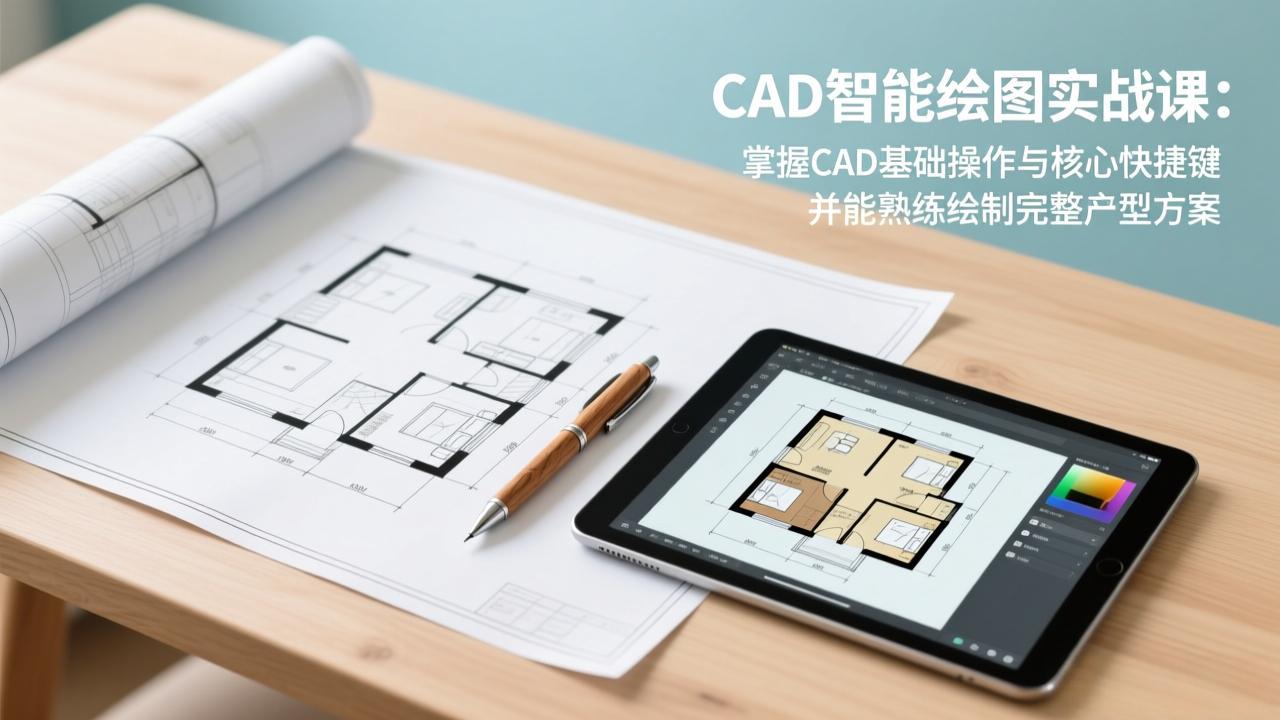 CAD智能绘图实战课：掌握CAD基础操作与核心快捷键，并能熟练绘制完整户型方案-中创资源网