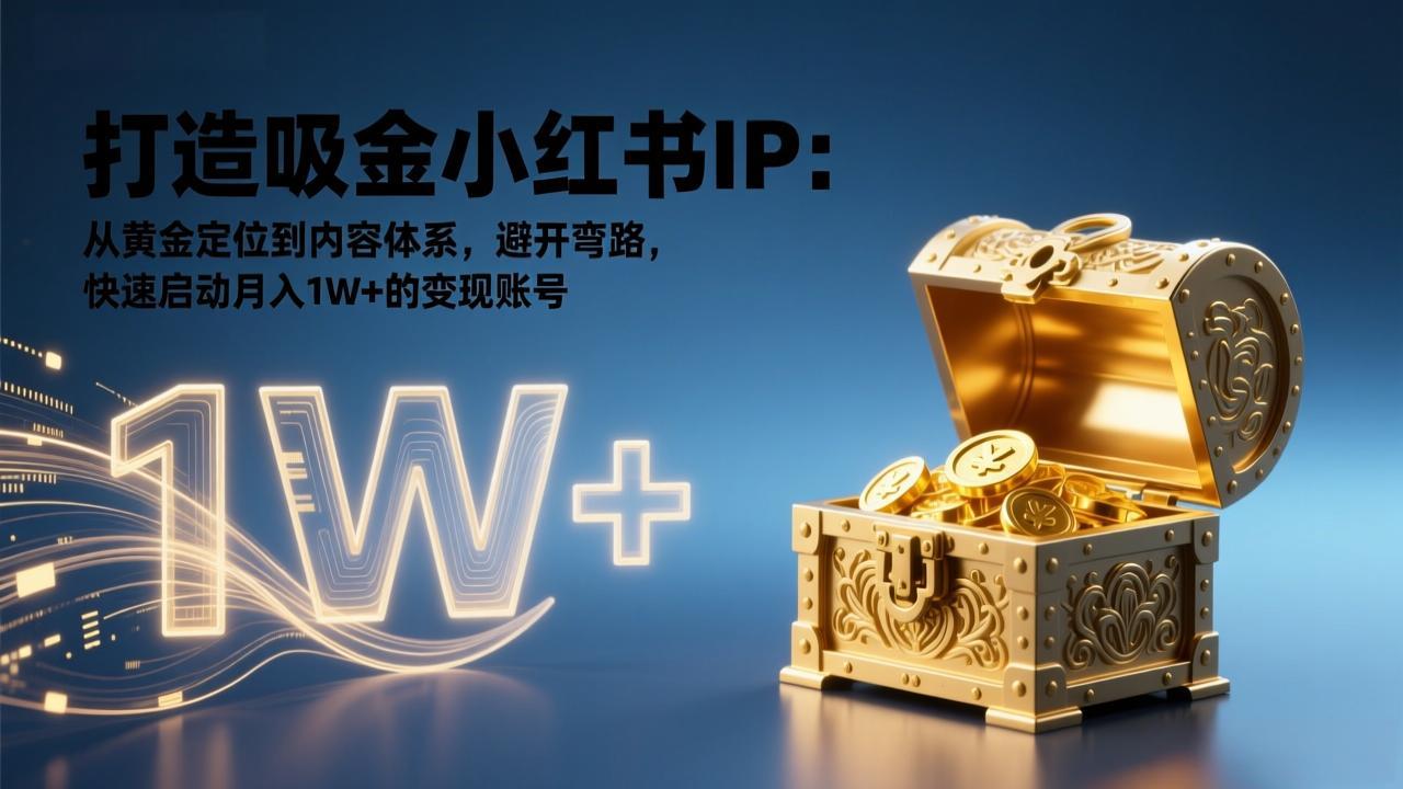 打造吸金小红书IP：从黄金定位到内容体系，避开弯路，快速启动月入1W+的变现账号-中创资源网