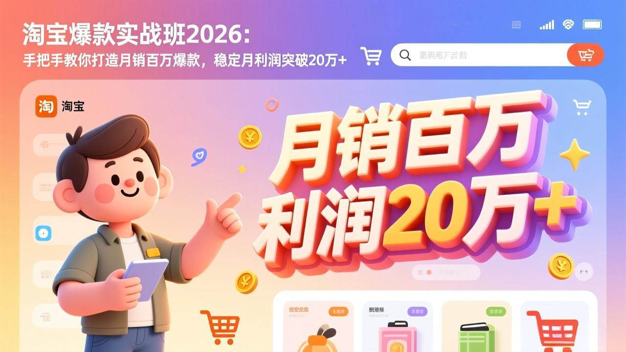 （17209期）淘宝爆款实战班2026：手把手教你打造月销百万爆款，稳定月利润突破20万+-中创资源网