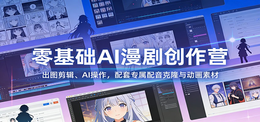 零基础AI漫剧创作营：出图剪辑、AI操作，配套专属配音克隆与动画素材-中创资源网