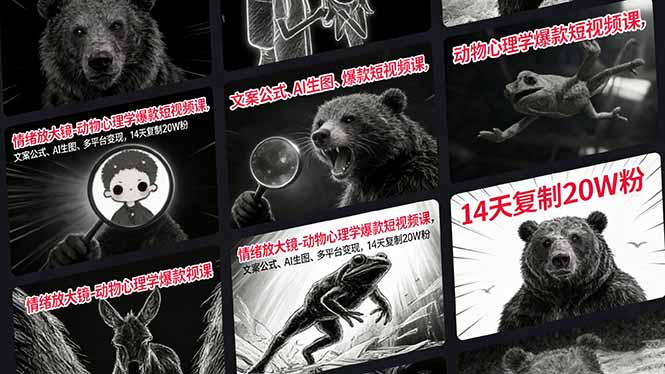 情绪放大镜-动物心理学爆款短视频课，文案公式、AI生图、多平台变现，14天复制20W粉-中创资源网