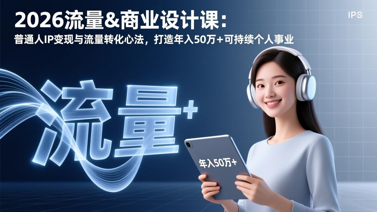 2026流量&商业设计课：普通人IP变现与流量转化心法，打造年入50万+可持续个人事业-中创资源网