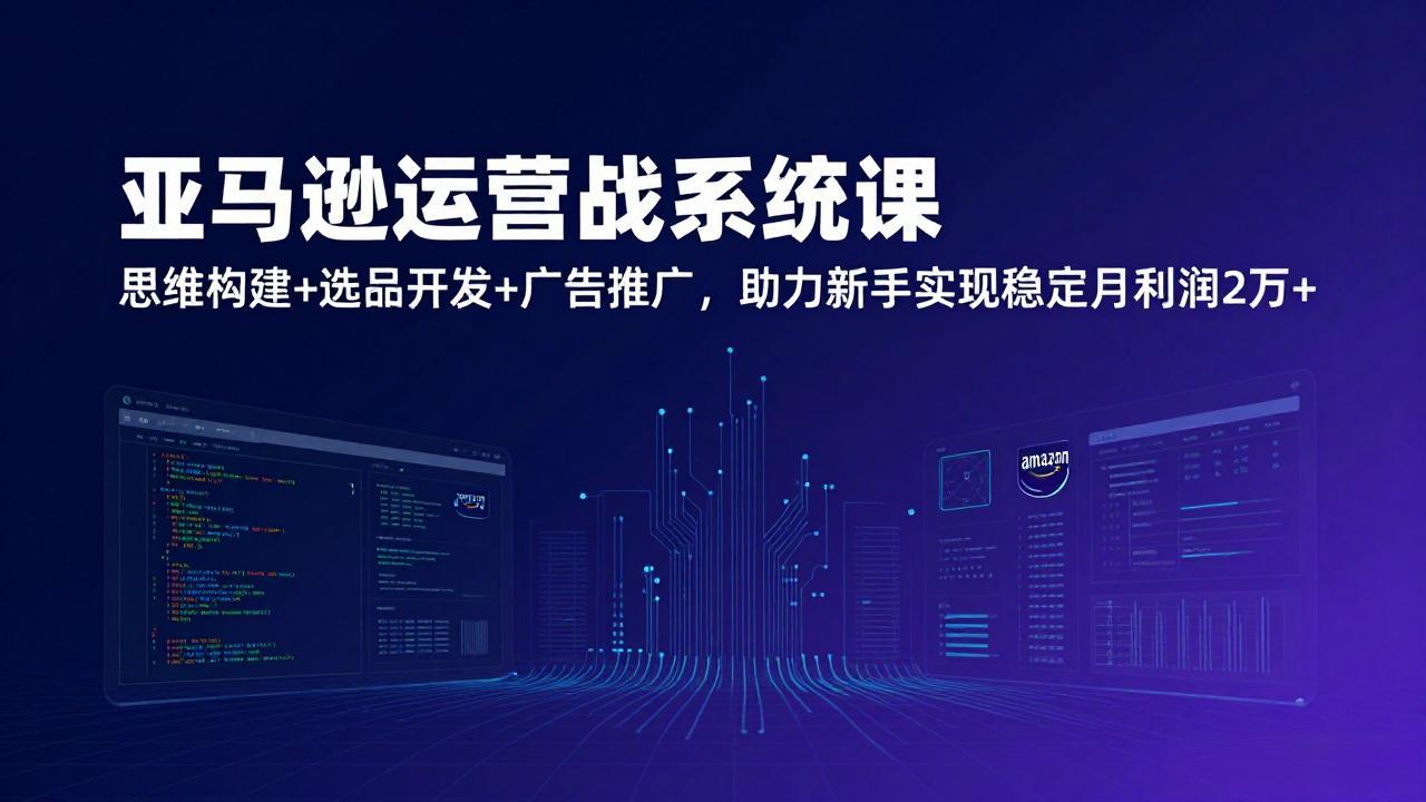 亚马逊运营实战系统课，思维构建+选品开发+广告推广，助力新手实现稳定月利润2万+(更新-中创资源网