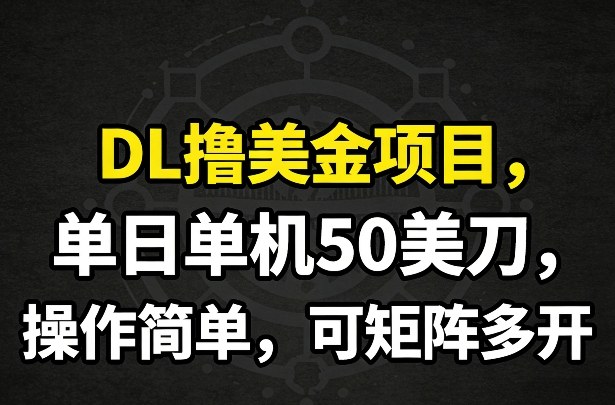 DL撸美金项目，单日单机50美刀，操作简单，可矩阵多开-中创资源网