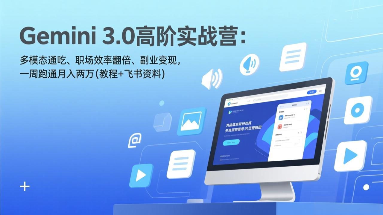 Gemini 3.0高阶实战营：多模态通吃、职场效率翻倍、副业变现，一周跑通月入两万(教程+飞书资料-中创资源网