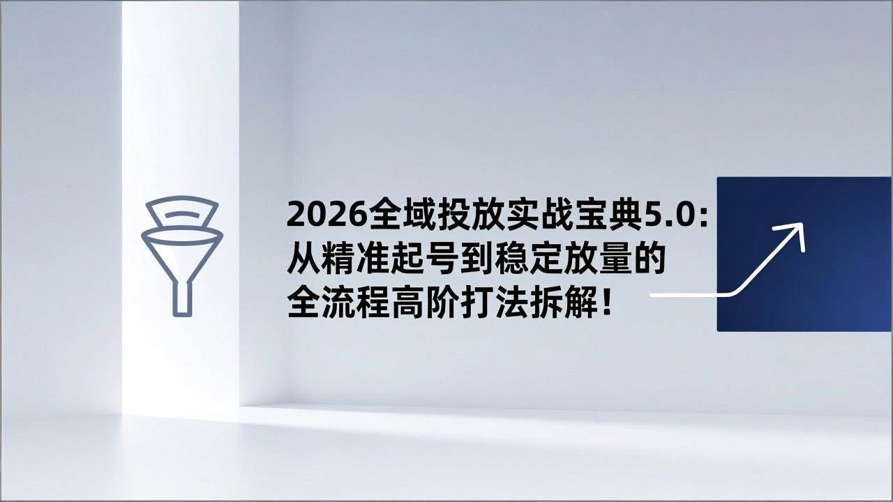 （17156期）2026全域投放实战宝典5.0：从精准起号到稳定放量的全流程高阶打法拆解！-中创资源网