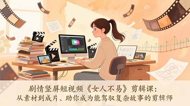 （17305期）剧情竖屏短视频《女人不易》剪辑课：从素材到成片、助你成为能驾驭复杂故事的剪辑师-中创资源网