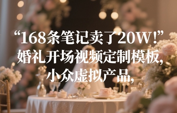 168条笔记卖了20W！婚礼开场视频定制模板，小众虚拟产品-中创资源网
