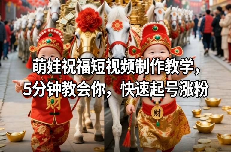萌娃祝福短视频制作教学，5分钟教会你，快速起号涨粉-中创资源网