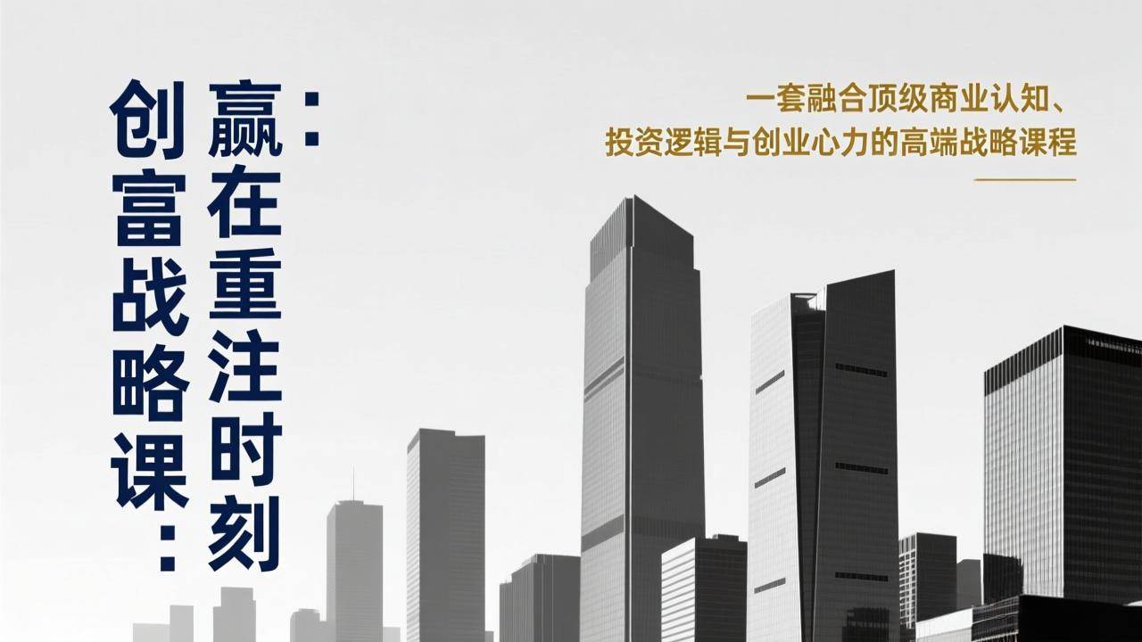 （17337期）《创富战略课：赢在重注时刻》一套融合顶级商业认知、投资逻辑与创业心力的高端战略课程-中创资源网