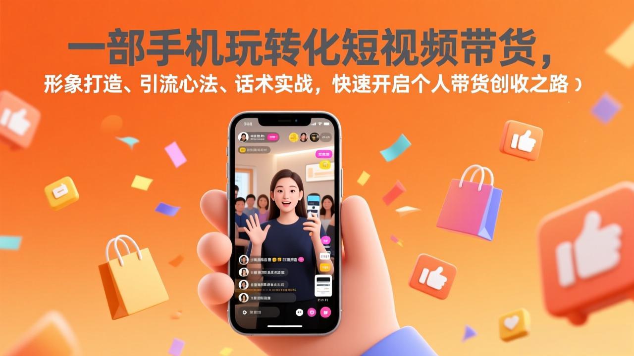 一部手机玩转化短视频带货，形象打造、引流心法、话术实战，快速开启个人带货创收之路-中创资源网
