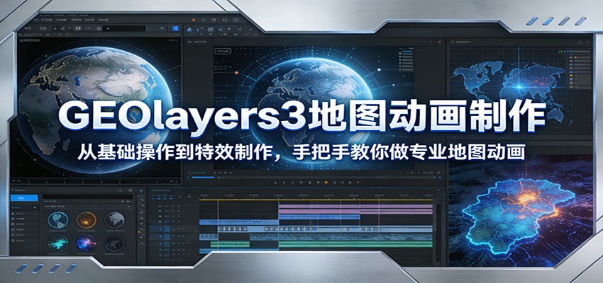 GEOlayers3地图动画制作：从基础操作到特效制作，手把手教你做专业地图动画-中创资源网