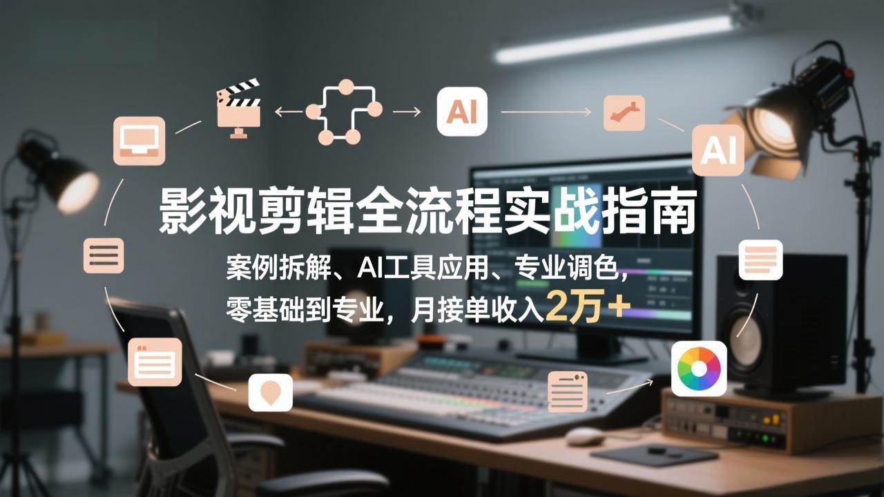 （17338期）影视剪辑全流程实战指南，案例拆解、AI工具应用、专业调色，零基础到专业，月接单收入2万+-中创资源网