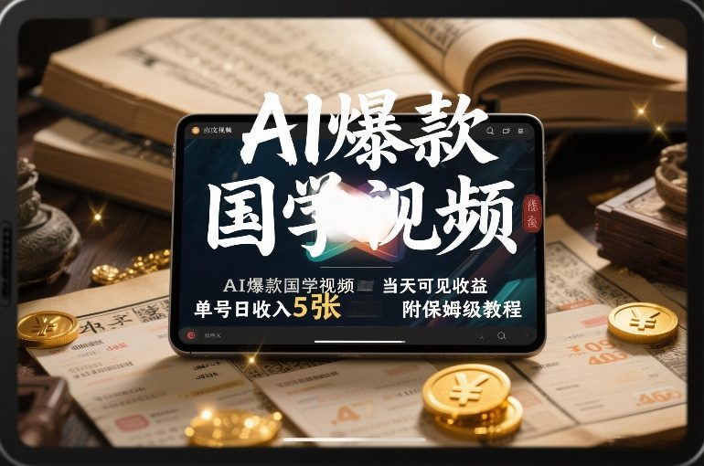 AI爆款国学视频，独家起号方法，小白直接上手，当天可见收益，单号日收入5张+附保姆级教程-中创资源网