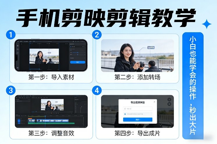 手机剪映剪辑教学，小白也能学会的操作，秒出大片-中创资源网