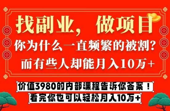 价值3980的网创内部课程，告诉你互联网创业月入10个W的秘密【揭秘】-中创资源网