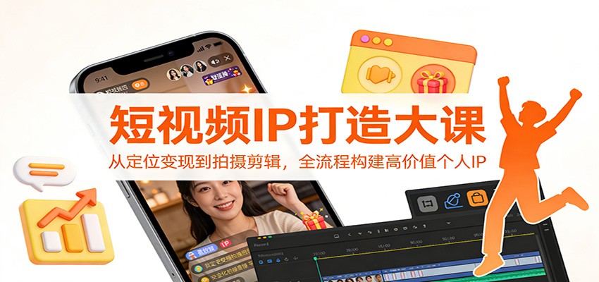 短视频IP打造大课：从定位变现到拍摄剪辑，全流程构建高价值个人IP-中创资源网