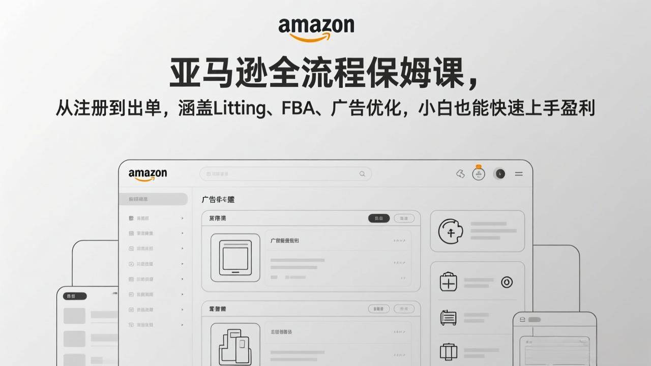 （17293期）亚马逊全流程保姆课，从注册到出单，涵盖Listing、FBA、广告优化，小白也能快速上手盈利-中创资源网