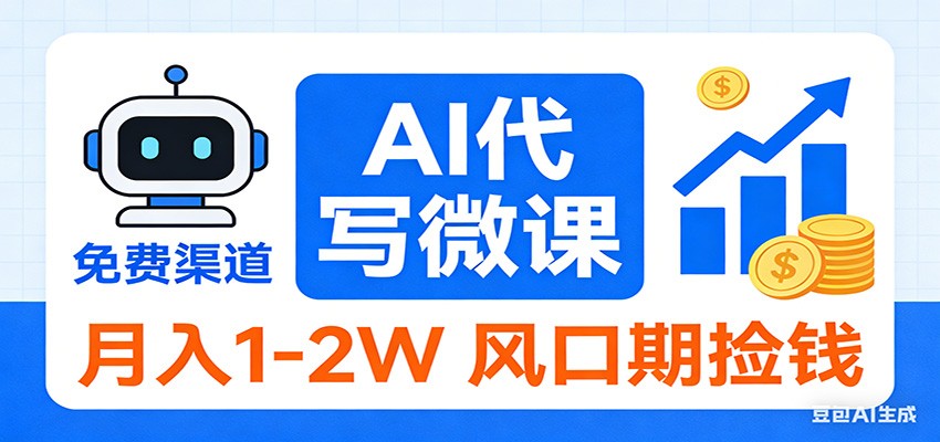 2026告别打工！AI 代写微课，提供免费渠道，月入 1-2W 风口期捡钱-中创资源网