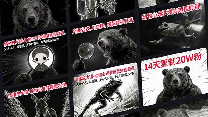 （17376期）情绪放大镜-动物心理学爆款短视频课，文案公式、AI生图、多平台变现，14天复制20W粉-中创资源网