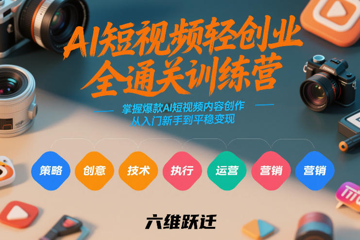 AI短视频轻创业全通关训练营，掌握爆款AI短视频内容创作，从入门新手到平稳变现的六维跃迁-中创资源网
