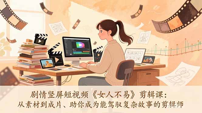 剧情竖屏短视频《女人不易》剪辑课：从素材到成片、助你成为能驾驭复杂故事的剪辑师-中创资源网