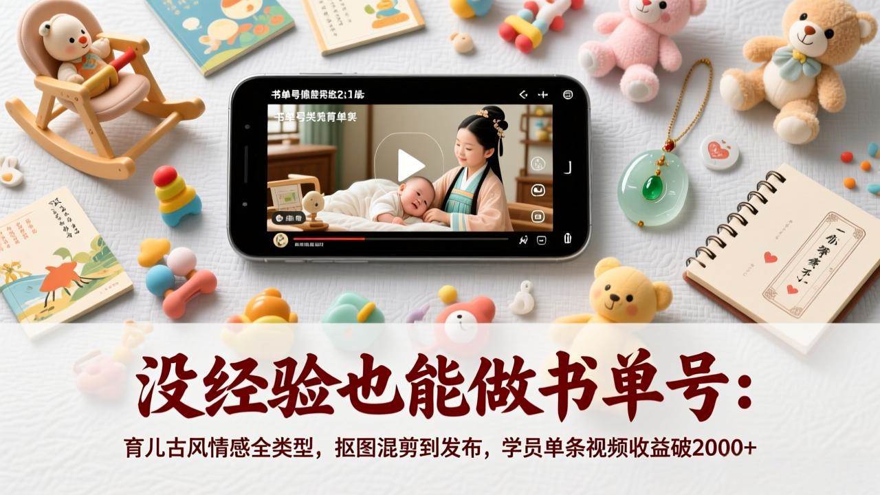 （17389期）没经验也能做书单号：育儿古风情感全类型，抠图混剪到发布，学员单条视频收益破2000+-中创资源网