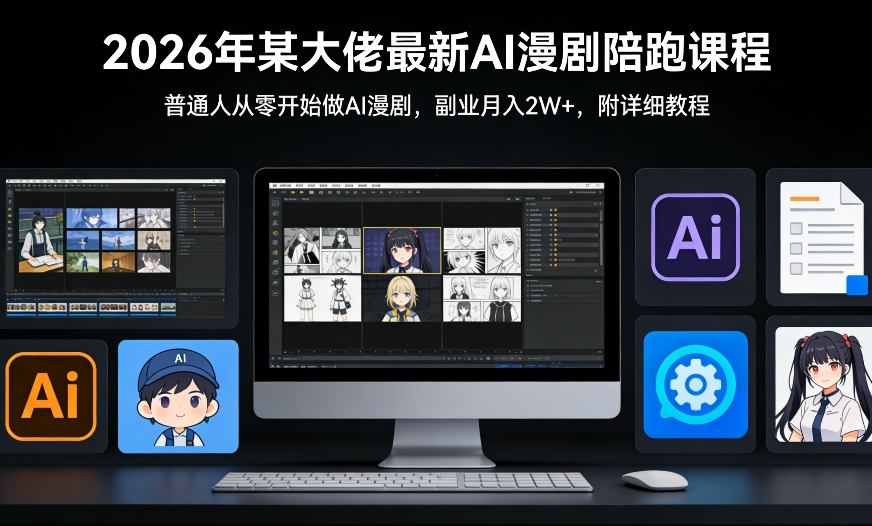 26年某大佬最新Ai漫剧陪跑课程，普通人从零开始做AI漫剧，副业月入2W+-中创资源网