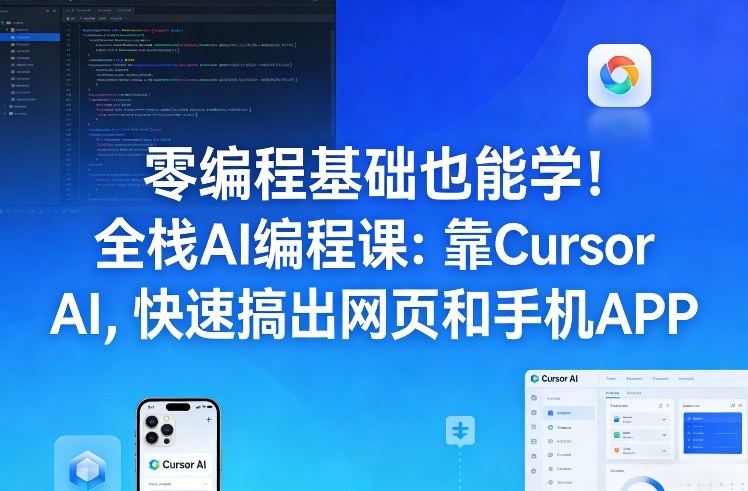 零编程基础也能学！全栈AI编程课：靠Cursor AI，快速搞出网页和手机APP-中创资源网