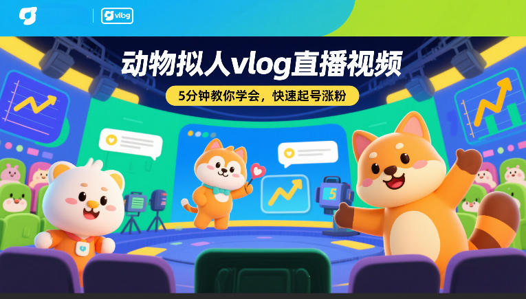 动物拟人vlog直播视频，5分钟教你学会，快速起号涨粉-中创资源网
