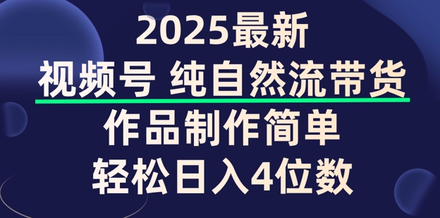 视频号纯自然流带货，作品制作简单，轻松日入4位数，保姆级教程-中创资源网