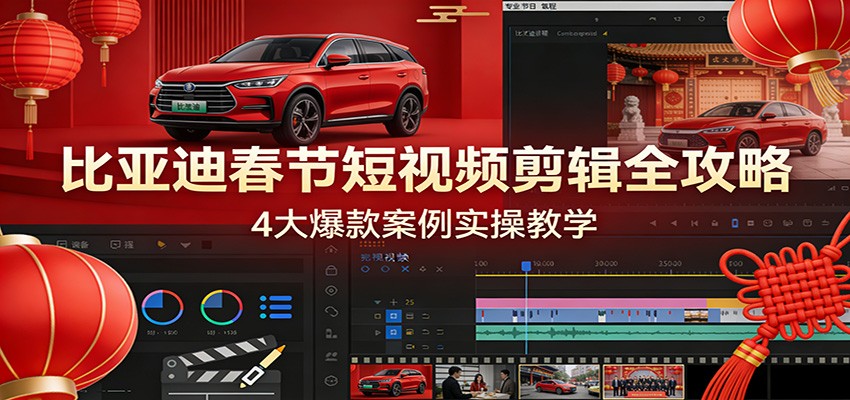 比亚迪春节短视频剪辑全攻略，4大爆款案例实操教学-中创资源网