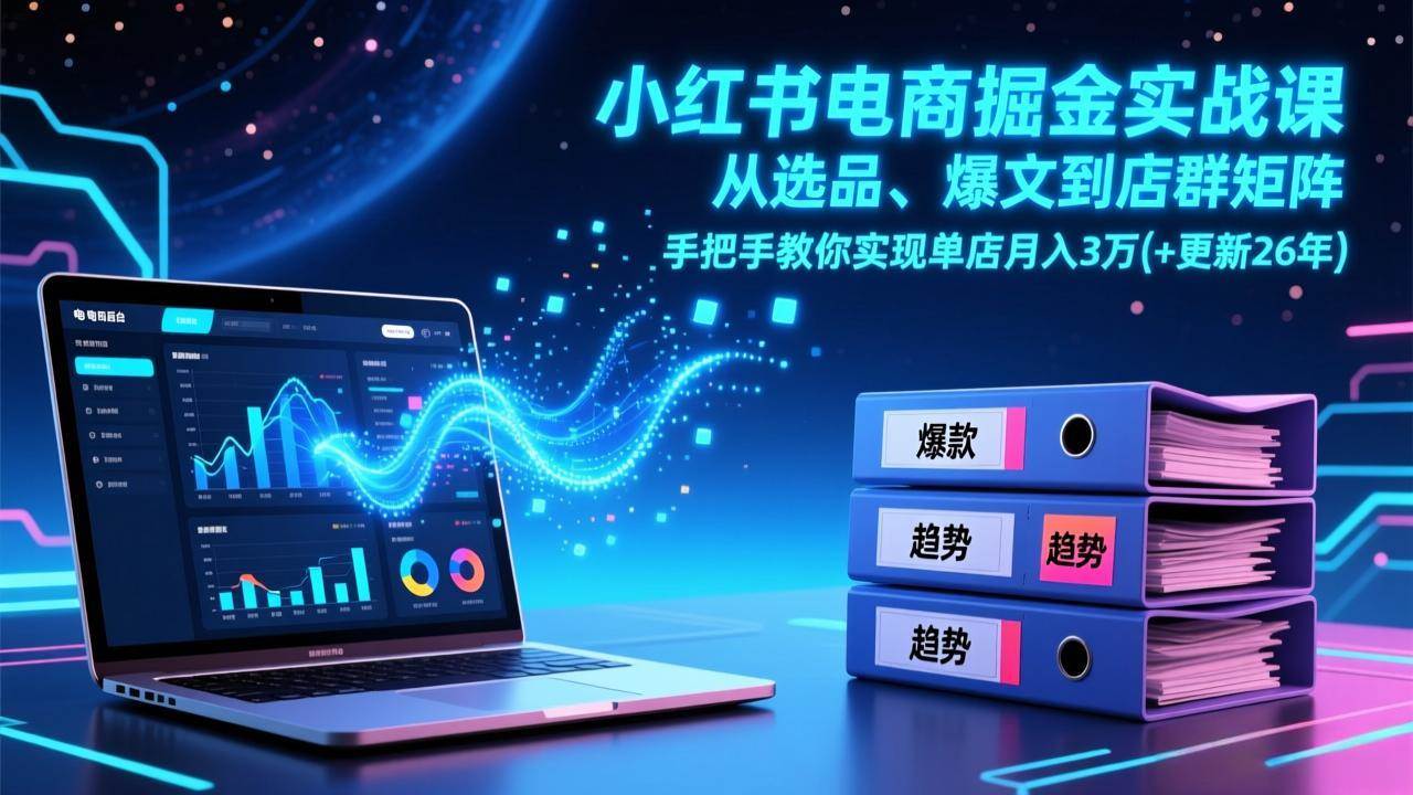 （17290期）小红书电商掘金实战课，从选品、爆文到店群矩阵，手把手教你实现单店月入3万+(更新26年)-中创资源网