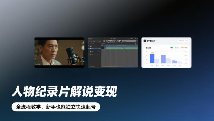 人物纪录片解说变现，全流程教学，新手也能独立快速起号-中创资源网