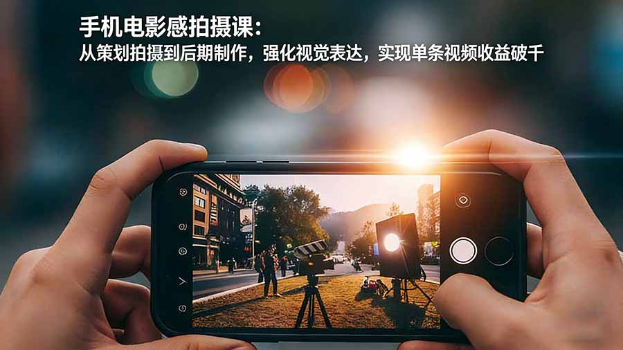 手机电影感拍摄课：从策划拍摄到后期制作，强化视觉表达，实现单条视频收益破千-中创资源网