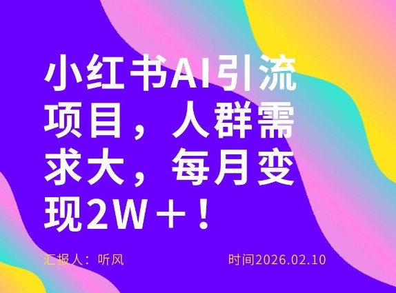 她通过这个AI项目每月做到2W＋的收入，最新小红书AI项目，人群需求大！-中创资源网