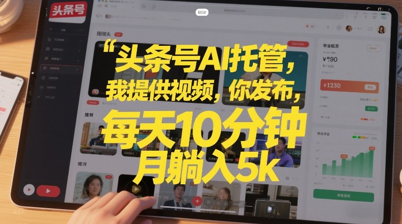 头条号AI托管，我提供视频，你发布，每天10分钟，月躺入5k+【揭秘】-中创资源网