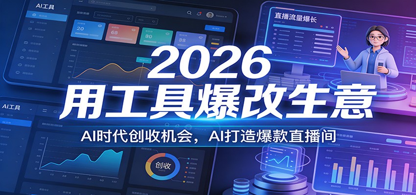 2026用工具爆改生意，AI时代创收机会，AI打造爆款直播间-中创资源网