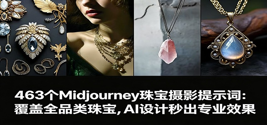 463个Midjourney珠宝摄影提示词：覆盖全品类珠宝，AI设计秒出专业效果-中创资源网
