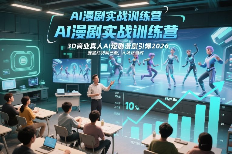 AI漫剧实战训练营，3D商业真人AI短剧漫剧引爆2026，流量红利期已至，入场正当时-中创资源网