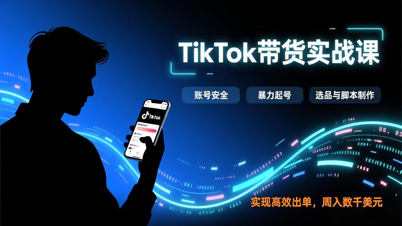 TikTok带货实战课，涵盖账号安全、暴力起号、选品与脚本制作，实现高效出单，周入数千美元-中创资源网