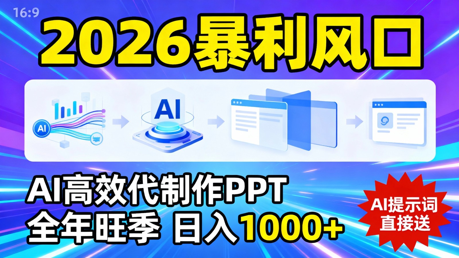 2026暴利！用AI高效代制作 PPT，全年旺季，日入 1000+，提示词直接送！-中创资源网