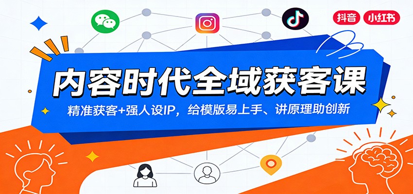 内容时代全域获客课：精准获客+强人设IP，给模版易上手、讲原理助创新-中创资源网